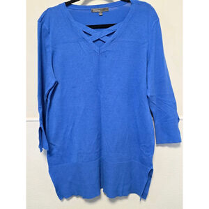 Women's 89th &‎ Madison Blue V-Neck Sweater Size L
